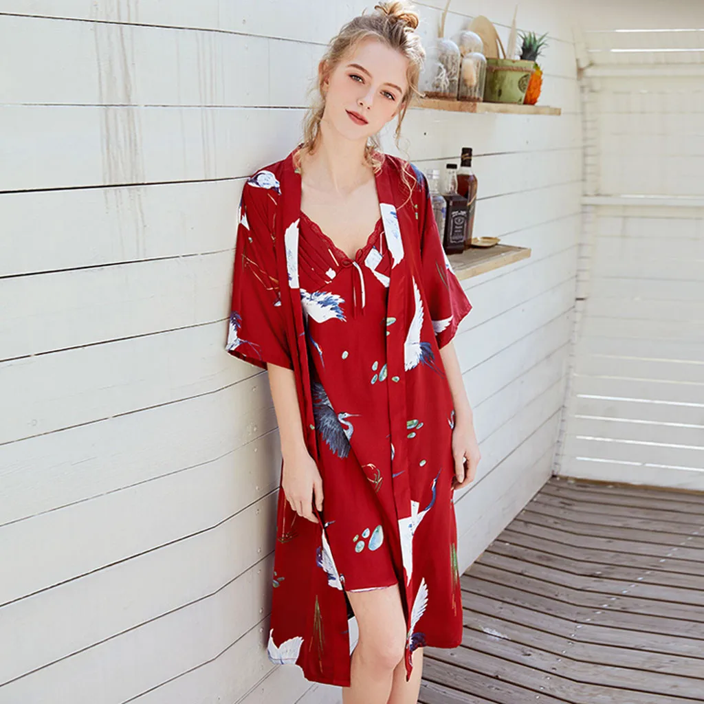 Женский кружевной халат-кимоно красное атласное свадебное платье для невесты и