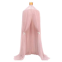 hung dome canopy little girl crown mosquito net pink princess bed canopy curtain lace crib mosquito net