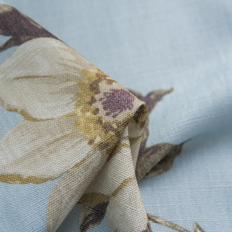 Европейский стиль Новый Печатный занавес синий цветок полузатенение ткань