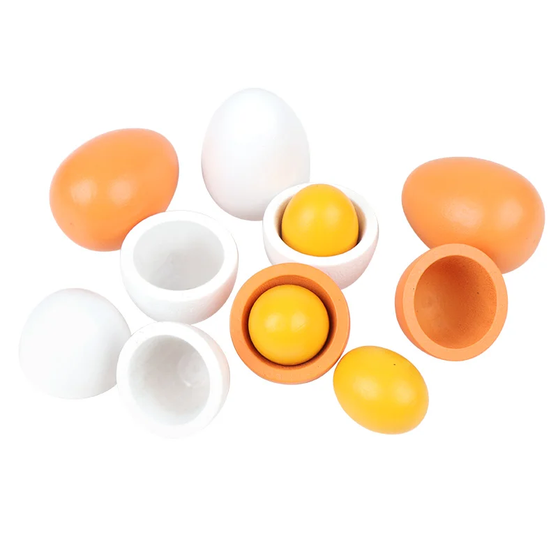 6pcs/Set Wooden Kitchen Toys Set Food Eggs Yolk Gift Preschool Kindergarten Kids Children Baby Toy Funny | Игрушки и хобби