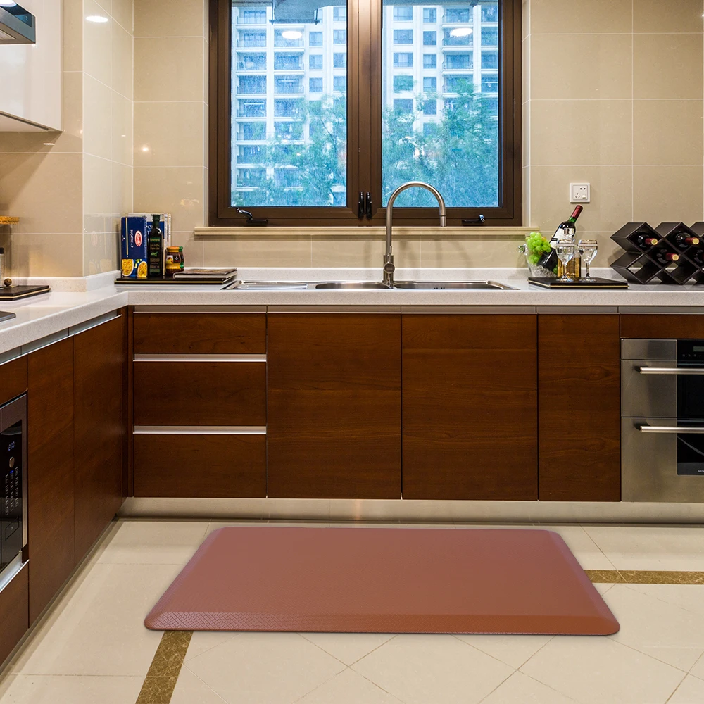 

20" x 32" x 3/4" Beauty Salon Rectangle Anti-fatigue Mat Salon Mat Brown Lattice