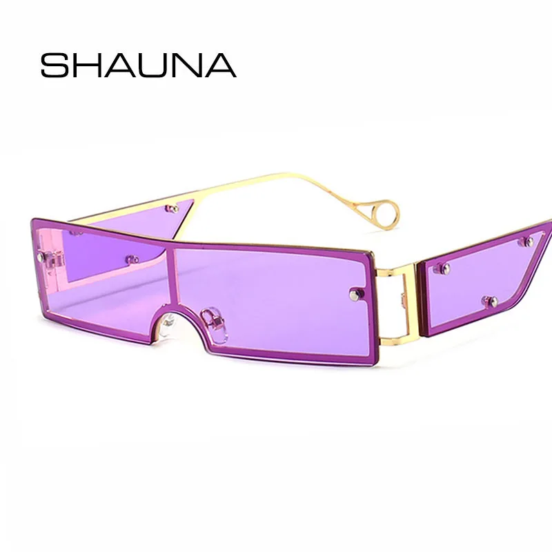

SHAUNA Summer Styles Fashion Small Rectangle Sunglasses Women Retro One Piece Candy Colors Shades UV400