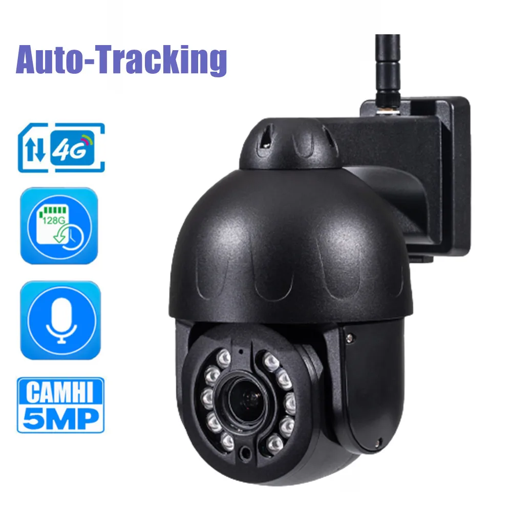 

5MP IP Camera Metal Dome Outdoor 4G Surveillance Security CCTV Camera AI Human Detect Auto Tracking P2P Two Way Audio Talk CamHi