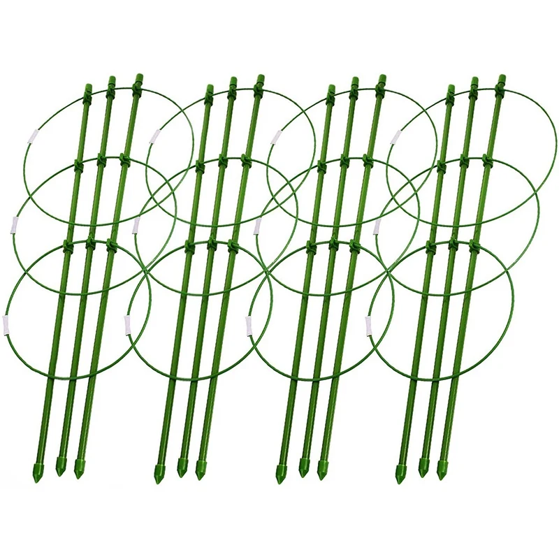 

Plant Support 4 Pcs 18 Inches Plant Cages with Adjustable Rings, Plant Fixed Climbing Tool, Plant Stake Support