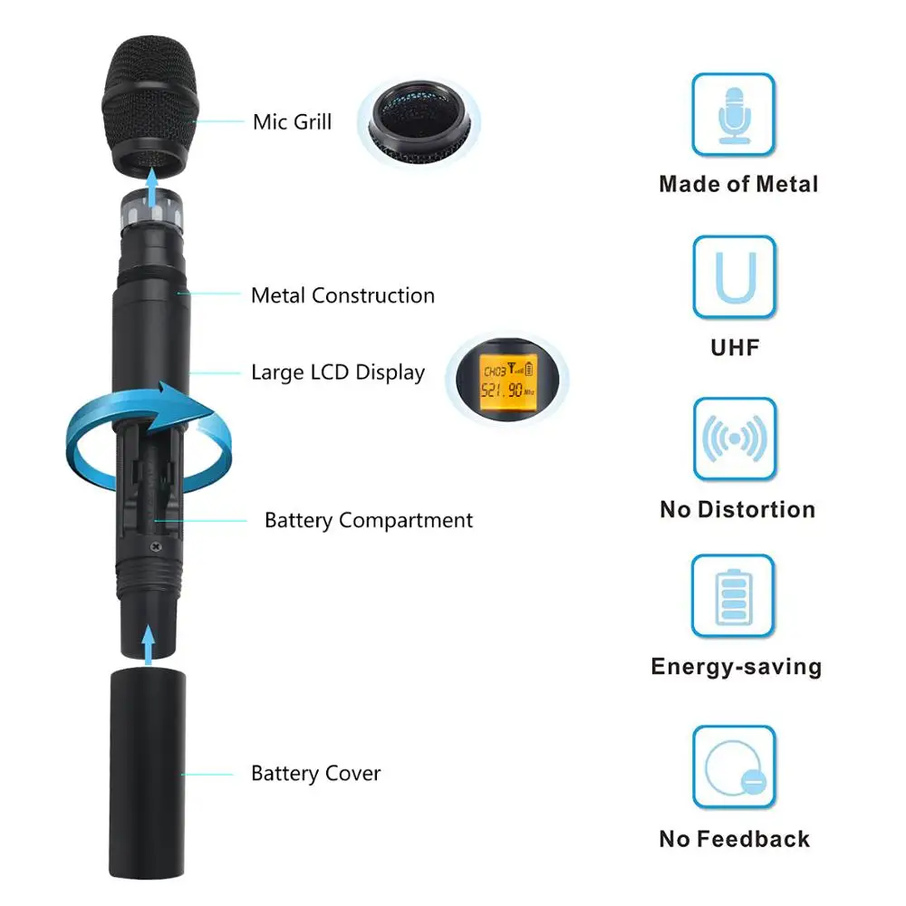 XTUGA A 400 из металла 4 канальный UHF беспроводной микрофон система с ручными для сцены