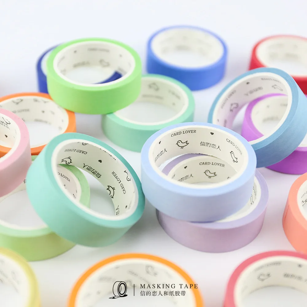 

1 Roll Solid Color Washi Tape Sticker DIY Album Notebook Decoration Adhesive Paper Tape Masking Tape Sticker Student Stationery