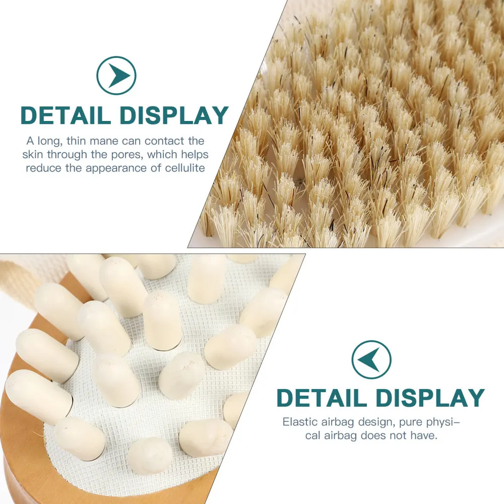 

2pcs Dry Skin Body Brush with Wooden Handle Body Exfoliator Brush
