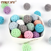 tyry hu 10pcs wooden chewable beads 16mm baby teether toys diy craft jewelry crochet beads pacifier chain accessories