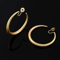 vintage smooth circle big hoop earrings for women geometirc matte gold metal non pierced clip earrings brinco 2021 trend jewelry