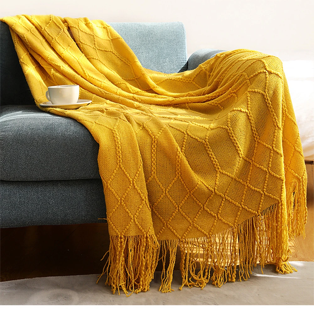 

Rustic,Soft, Cozy Woven Cotton Throw Blanket , Farmhouse Boho Throw Blanket with Tassel,for Couch,Bedroom,Travel