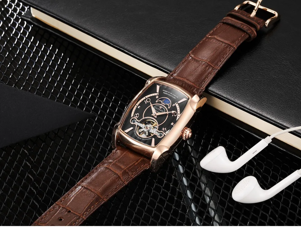 OUYAWEI мужские часы лучший бренд класса люкс Tonneau чехол Tourbillon автоматические