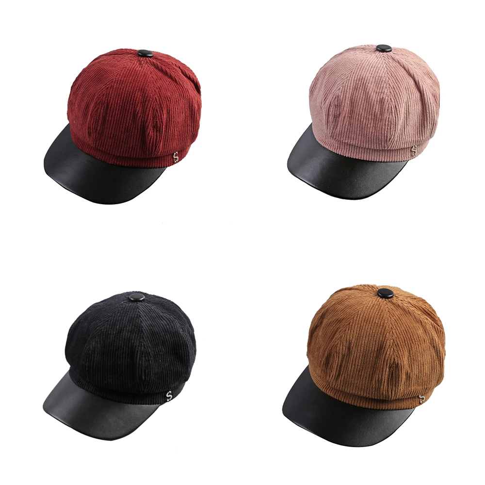 Вельветовая мягкая витанционная британская шляпка 9 цветов женские осенне