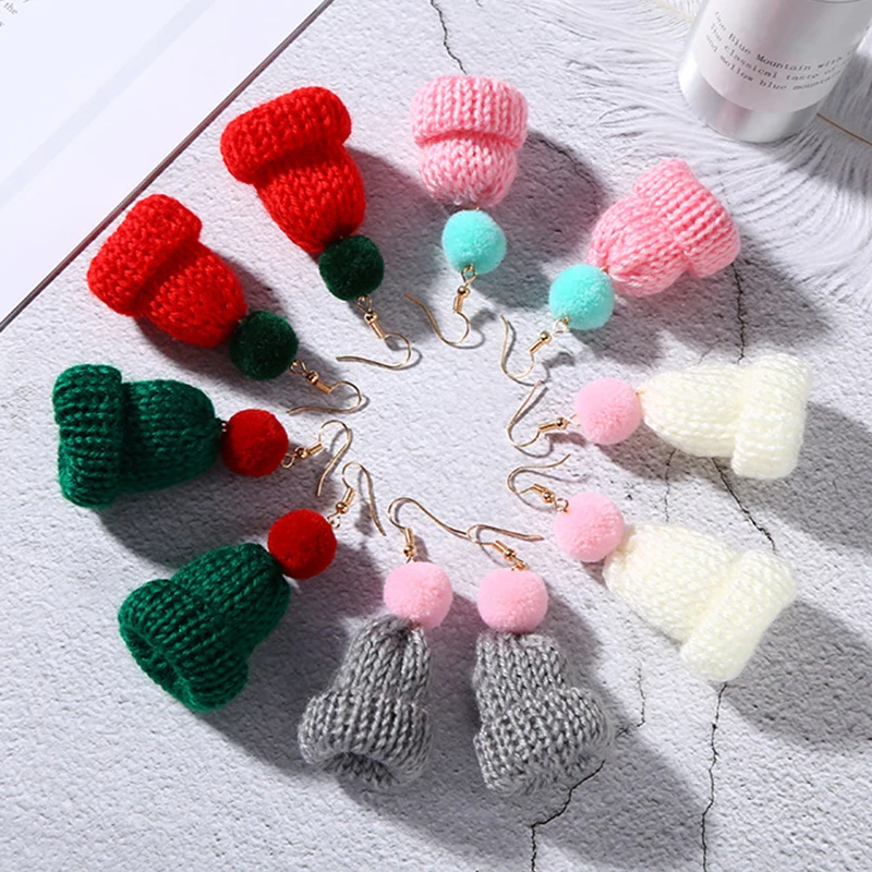 Серьги-подвески в виде рождественской шапки темпераментные длинные