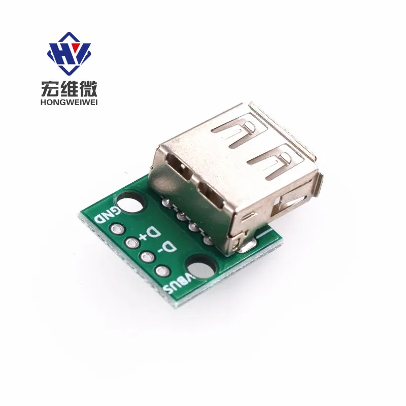 1pcs Type A Female USB2.0 To DIP 4p Straight Plug 2.54mm PCB Socket Connector Adapter Board Welded Mobile Phone Power Data Cable