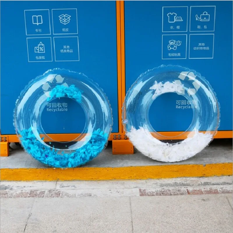 Новинка прозрачное надувное кольцо для плавания с перьями 90 см подмышек взрослых