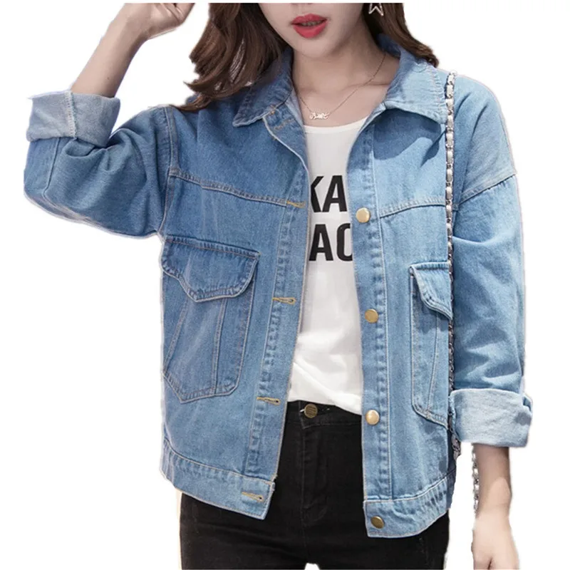

Women Jackets Spring Autumn Turn Down Collar Denim Coat Washed Jeans Jacket Women Plus Size Casual Jacket Women Coats And Jacket