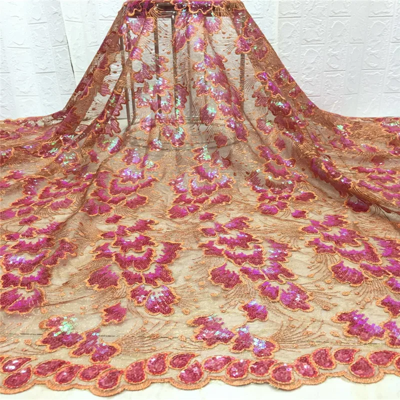 Фиолетовая французская кружевная ткань 2020 красный гипюр вышивка Африканский