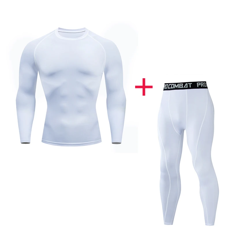 Мужское однотонное термобелье компрессионная одежда Рашгард Мужская