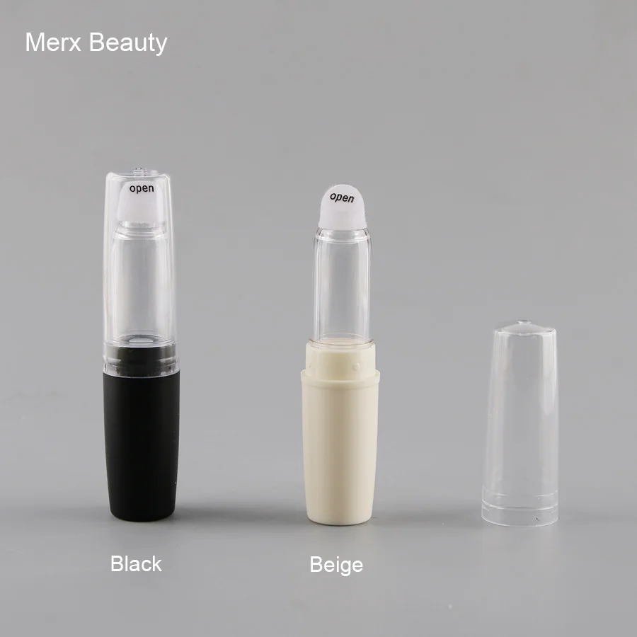 Merx Beauty Plastic Twist Up Pen Empty Round Cosmetic Pen 50PCS 3ML Black/Beige  Portable Lip Gloss Container DIY Make Up Tool