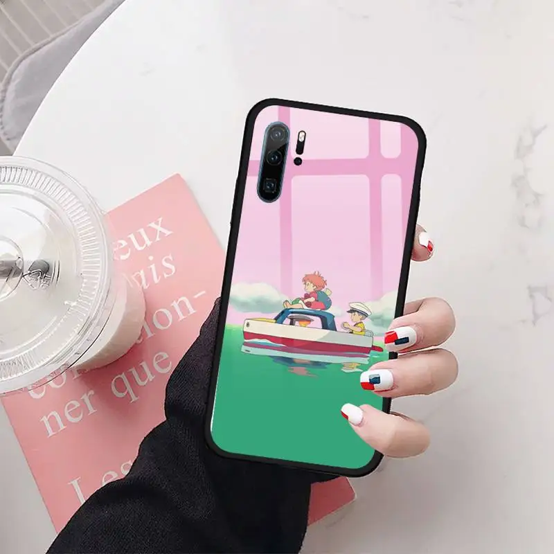 

Anime Cute Ponyo on the Cliff Phone Case Tempered glass For Huawei Honor 7A 8X 9 10 v10 P30 20 9 10 Pro Plus Lite mate 10 20 pro