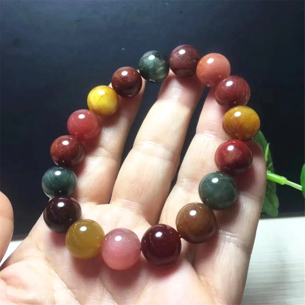 Браслет рутилированный из натуральной меди для женщин и мужчин круглые бусины