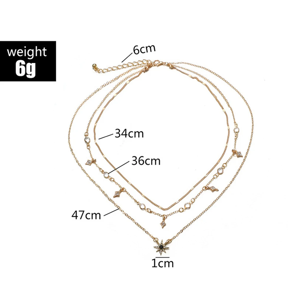 Женское многослойное ожерелье с подвеской в виде звезд|Ожерелья подвеской| |