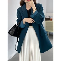 hxjjp 2021 autumn oversized long suit jacket womens long sleeve loose profile blazers office lady