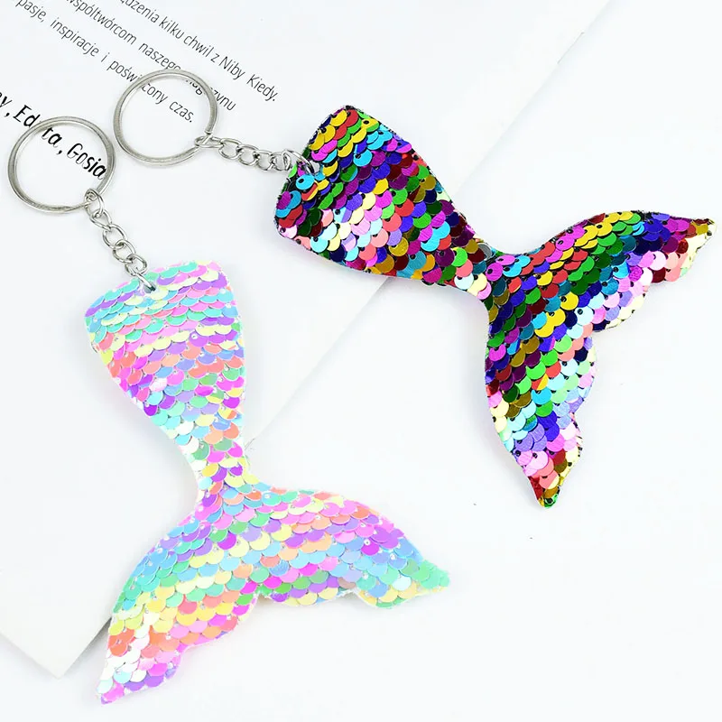 

3pcs Mermaid Tail Keychain Shiny Sequins Keyring Decorative Pendant For Women Bags Car Key Phone Accessories Wedding Party Decor