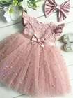 От 2 до 7 лет платье принцессы для маленьких девочек кружевное платье-пачка из тюля для свадьбы, дня рождения детская одежда для девочек