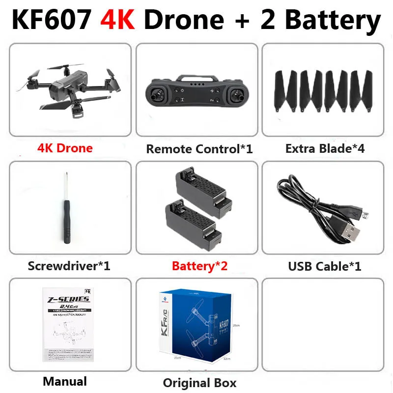 4K 2B BOX KF607 Профессиональный мини складной Дрон с двойной камерой 1080P 4K HD WiFi FPV оптический поток RC Квадрокоптер Вертолет игрушки VS SG106 - Цвет: 4K 2B BOX