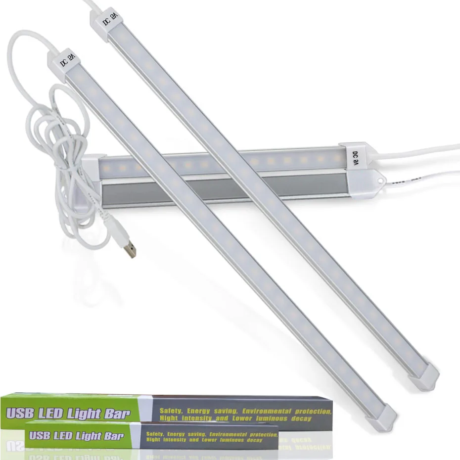 USB LED Bar Light DC 5V 15 24 48LEDs Rigid Strip Reading Lights Table Lamp 18cm 35cm For Kitchen Cabinet Closet Lighting | Лампы и