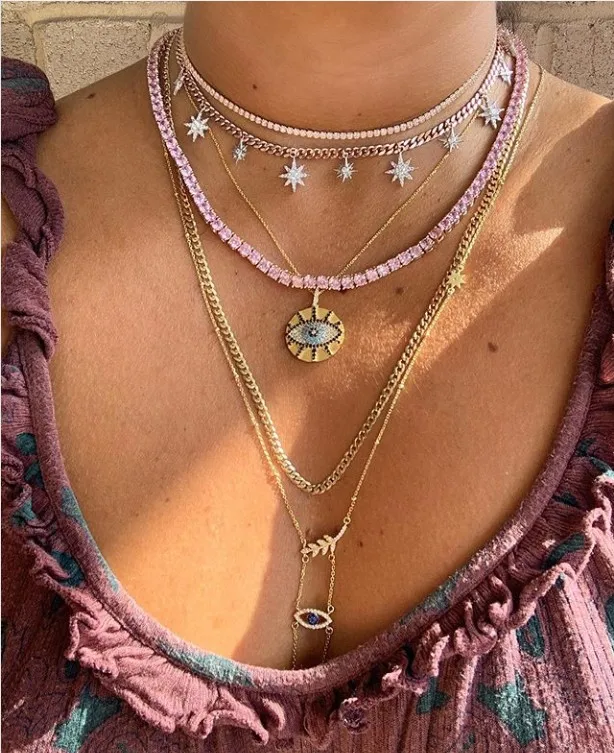 Чокер Женский позолоченный из кубинской цепи Майами ожерелье 32 + 8 см с кубическим