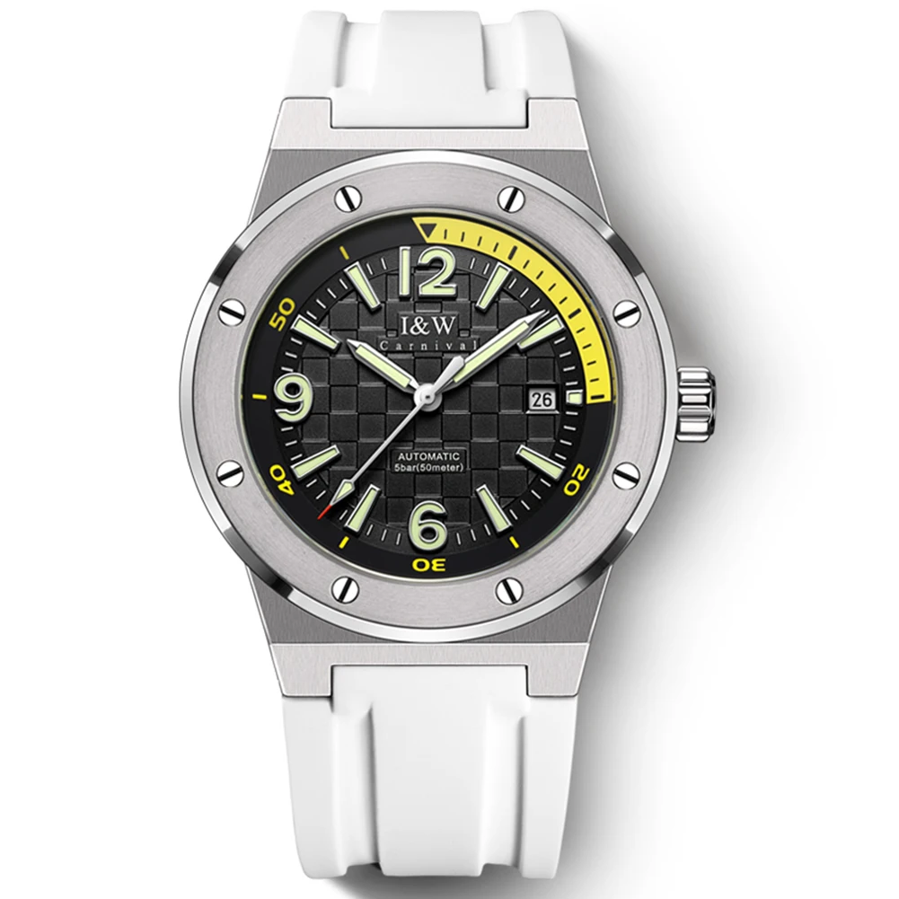 

Швейцарские спортивные мужские автоматические роскошные механические часы I & W для мужчин, сапфировые водонепроницаемые мужские часы 50 м, м...