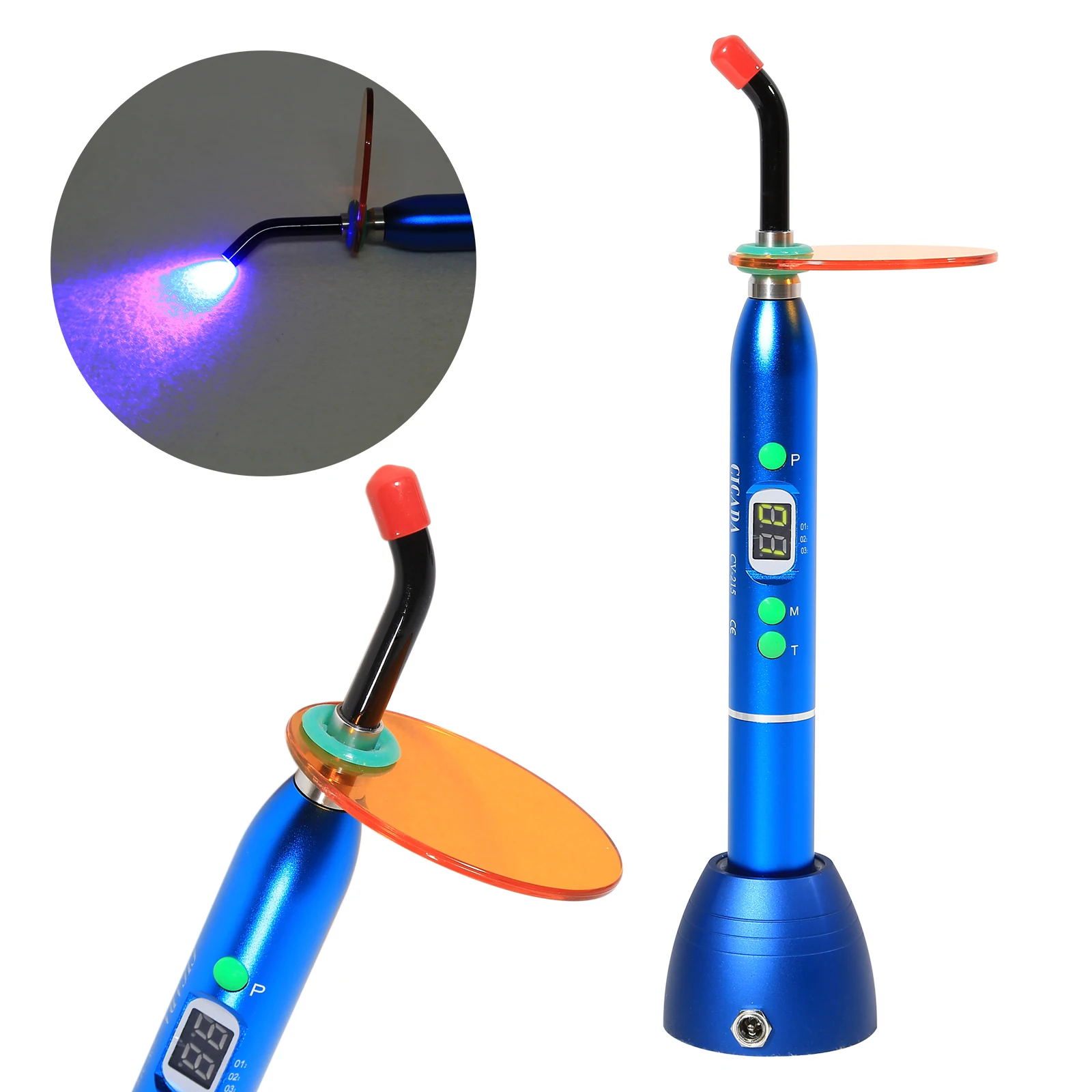 Стоматологические материалы: световой куринг LED беспроводная лампа композитный материал, не требующий проводов, перезаряжаемый, наконечник D2 синего цвета.