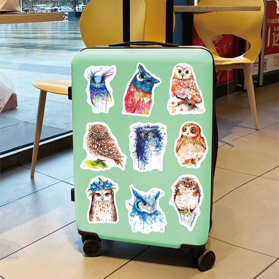 50pcs owl stickers pack waterproof cute animal vinyl stickers for laptop luggage mobile phone skateboard bicycle book guitar free global shipping