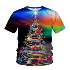 Футболки с 3D принтом для мальчиков и девочек, свободные футболки с коротким рукавом, уличная одежда с принтом рождественской елки, снеговик, детские футболки
