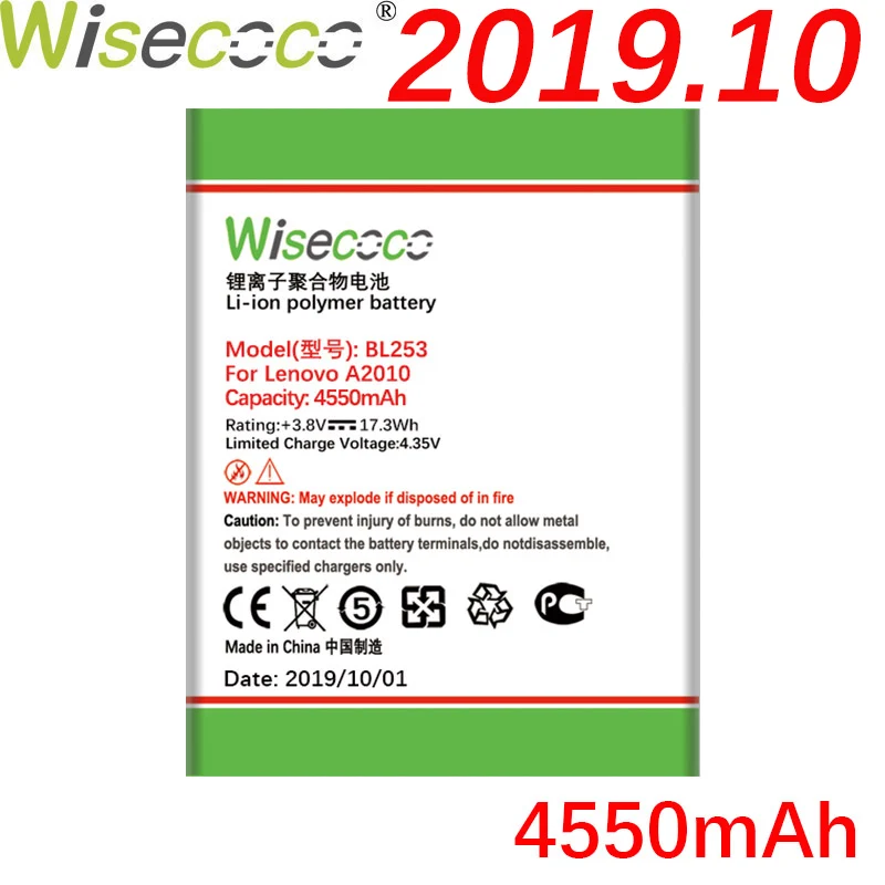 WISECOCO 4550 мАч BL253 батарея для lenovo A2010 A2800D A3800D A2580 A2860 Vibe A 4," A1000 A1000m мобильный телефон+ номер отслеживания