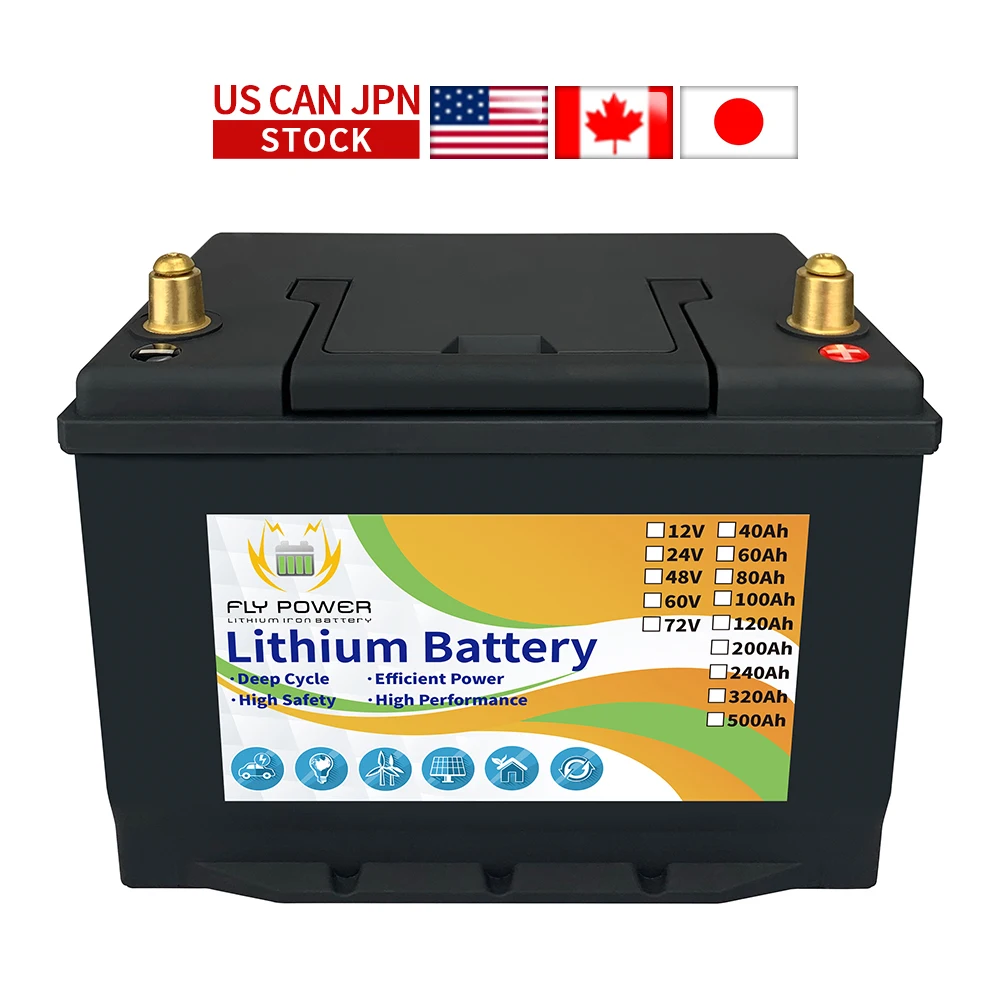 

JPN Warehouse：24V 40 60 80 100 200Ah LiFePO4 Deep Cycle Lithium Battery With BMS 6000+ Cycles Rechargeable Battery for RV/Golf