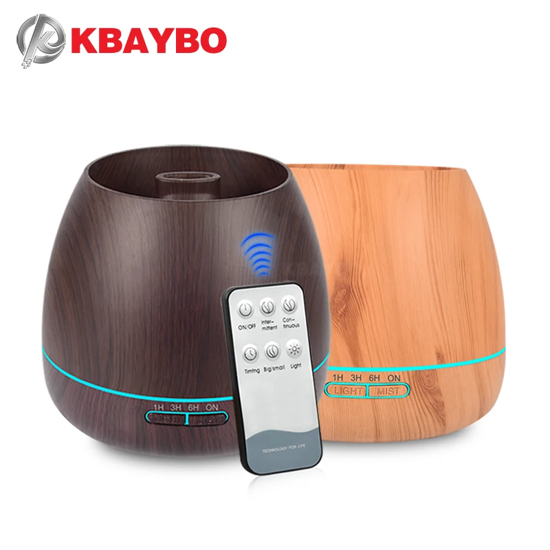 

KBAYBO 550ml Aroma Essential Oil Diffuser Ultrasonic Air Humidifier with Wood Grain electric LED Lights aroma diffuser for home