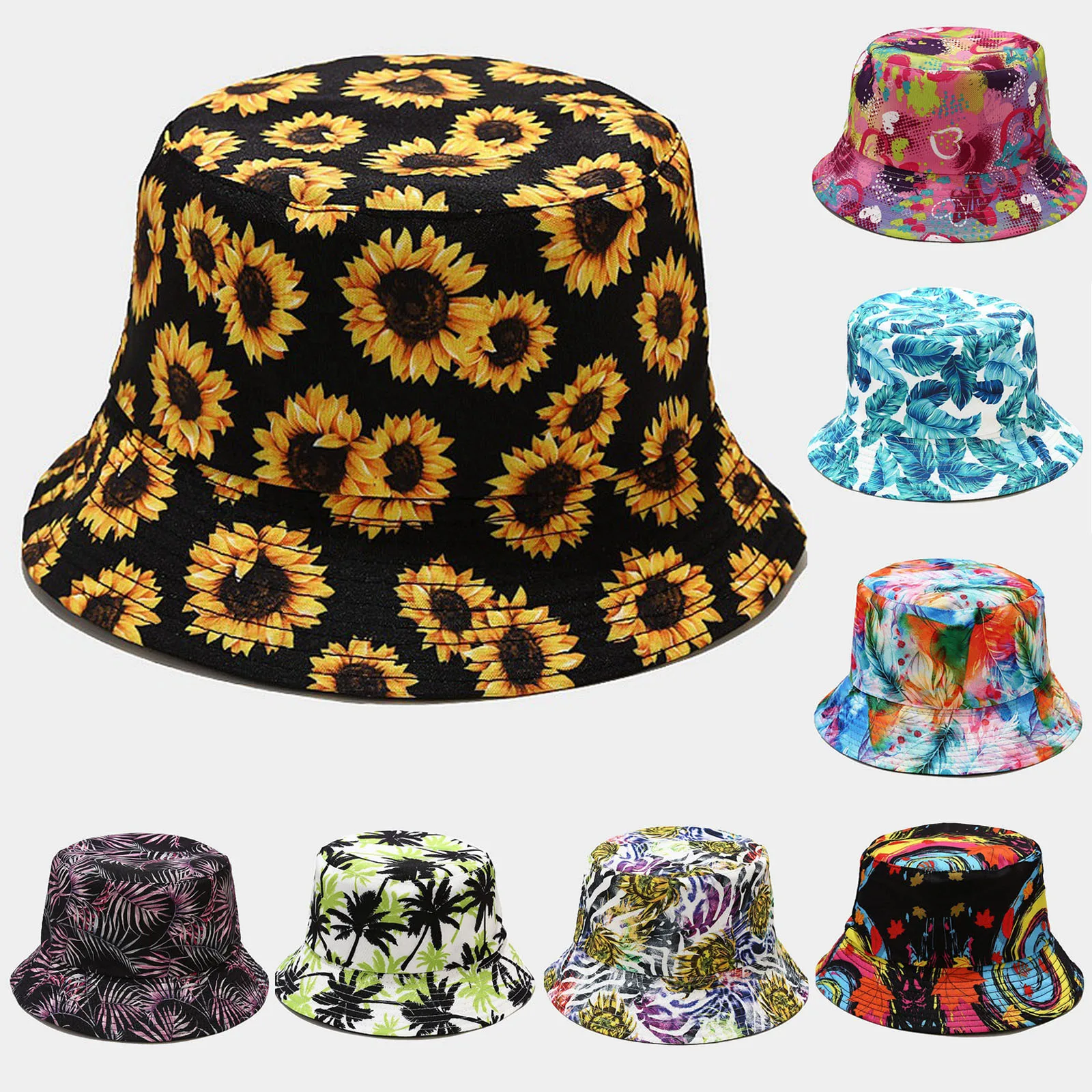 

Women's Fashion Printing Sunshade Fisherman's Hat Basin Hat Outdoor Bucket Hat Summer Sun Hats High Quality Панама Женская