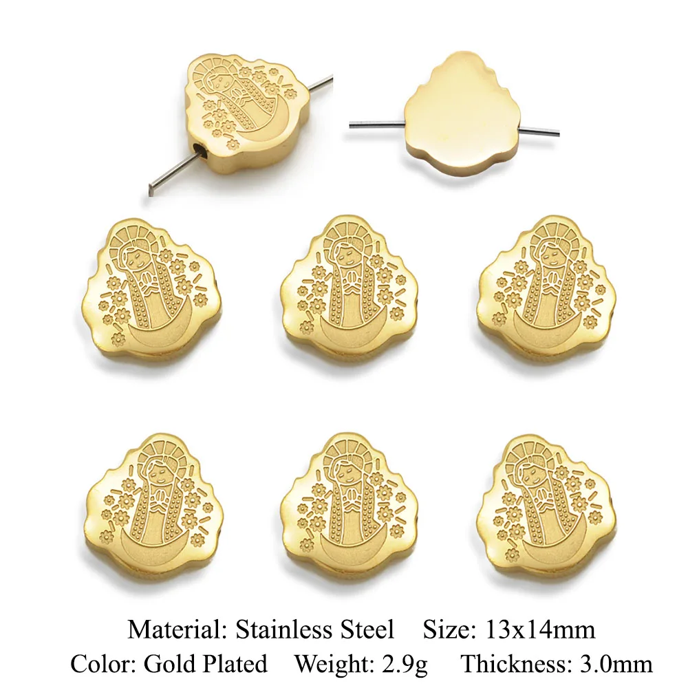 3pcs/lot 100% Stainless Steel 12x15mm Virgin Mary Jesus Cross Charm Wholesale DIY Bead Jewelry For Bracelet Making Factory Price | Украшения