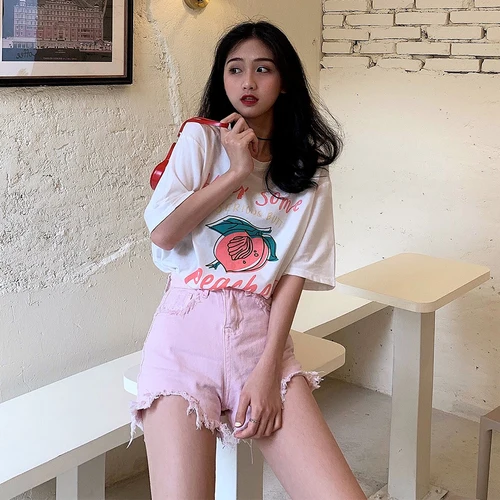 Женская футболка с коротким рукавом Повседневная Свободная универсальная