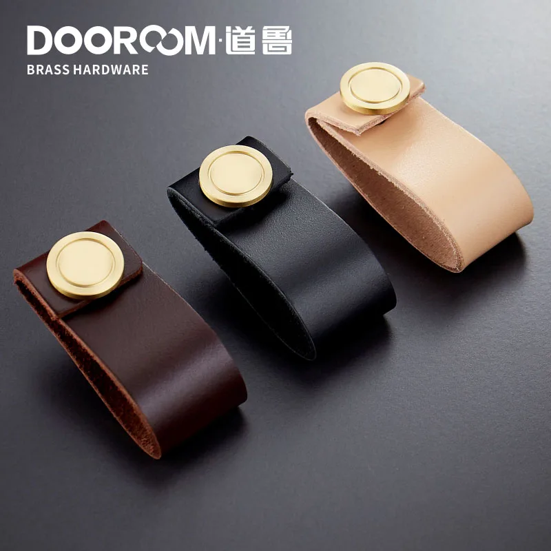 Dooroom жесткий первый слой из натуральной коровьей кожи мебельные ручки современный простой американский тянет ящика двери шкафа скандинавские ручки