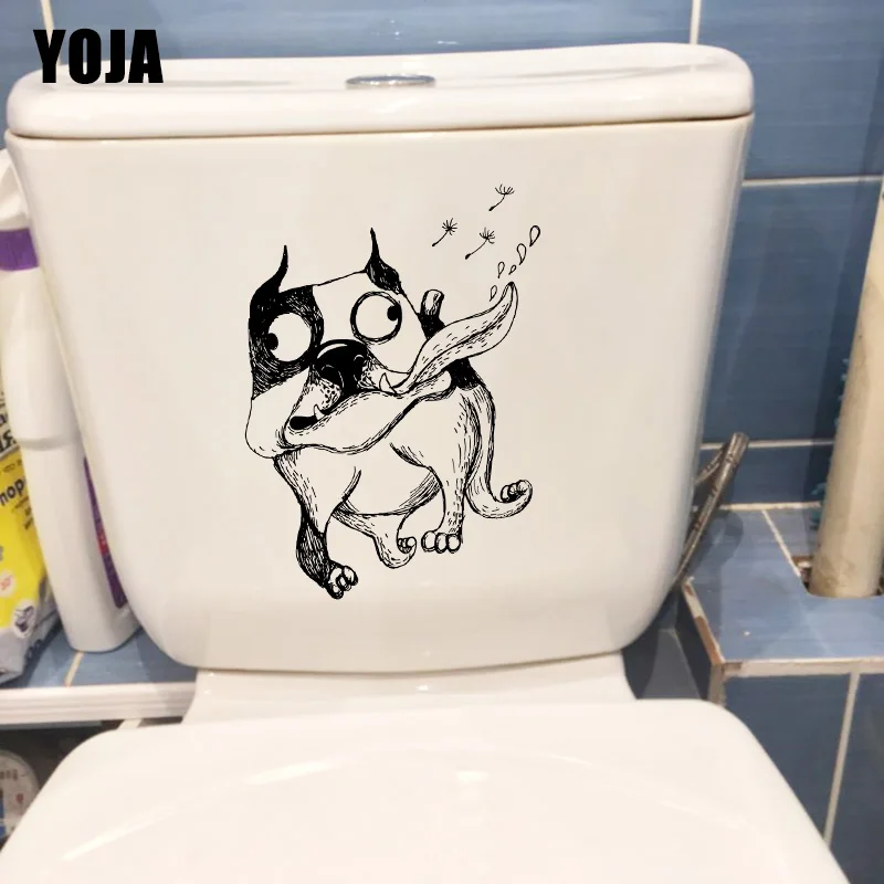 YOJA 17,6 × 23,7 см паника бег собака стены Stickrs модная забавная одежда для дома с изображениями героев мультфильма Туалет украшения T1-2994