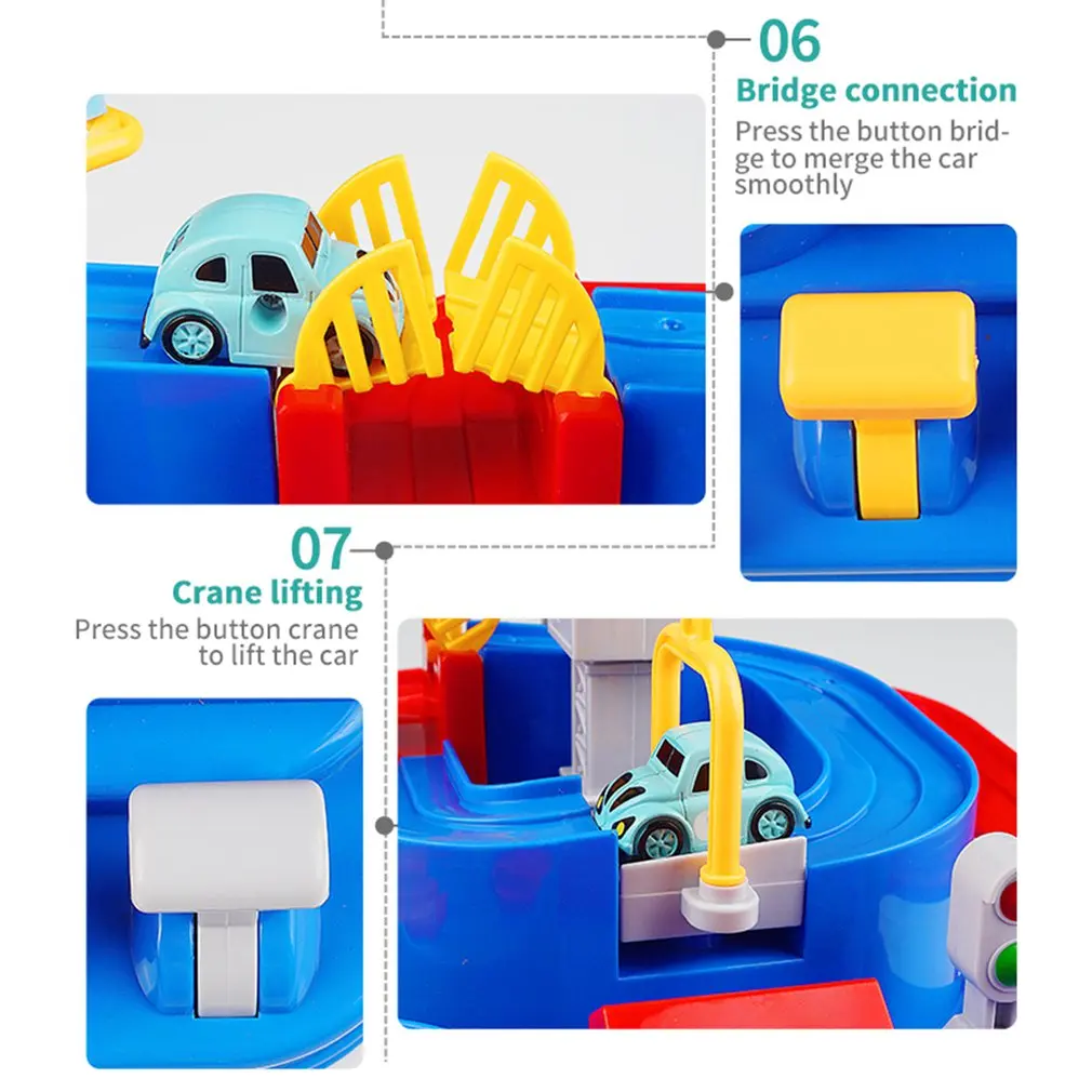 

Kids Educational Car Toys for Boys Track Adventure Brain Table Games Rail Cars Mechanical Parking Lots Children Xmas Gifts