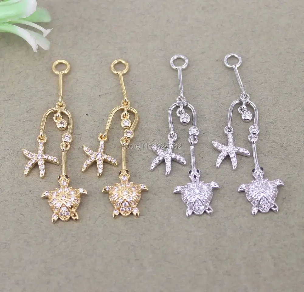 5 шт. Модные металлические медные микро Pave CZ Черепаха и Подвески Морская звезда