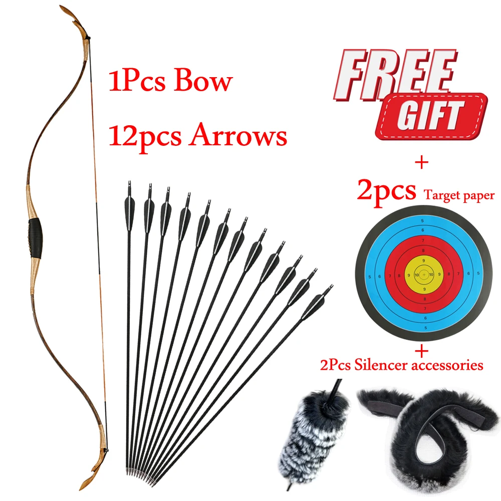 Охотничий охотничий деревянный рожковый лук для охоты стрельбы 25 фунтов/30