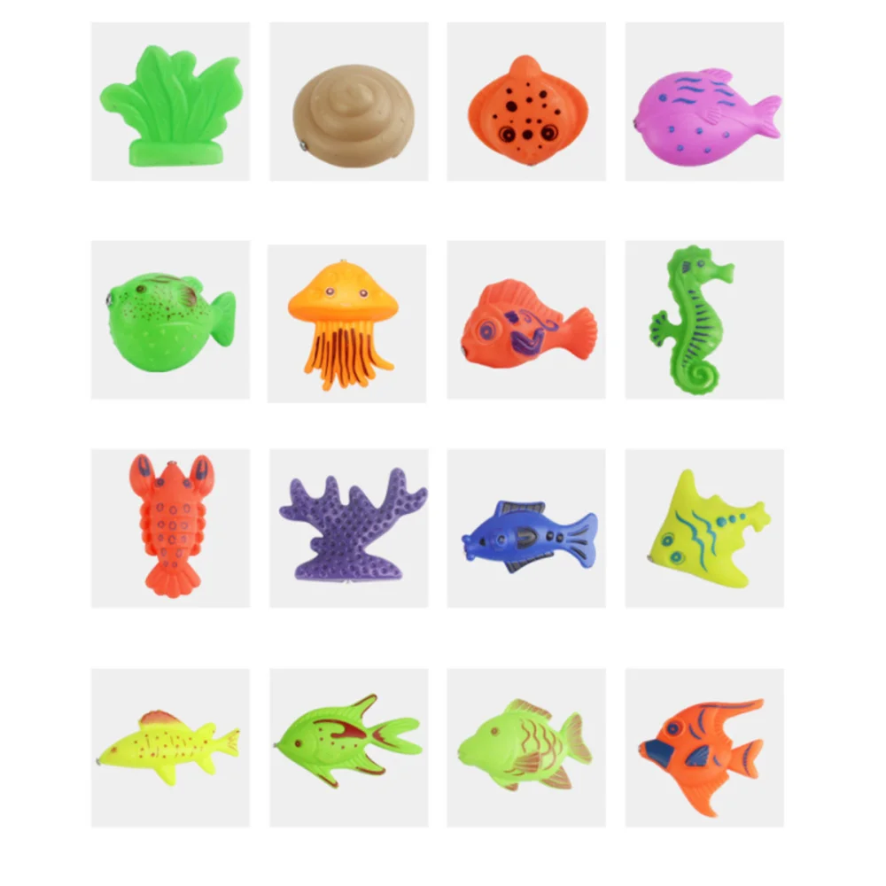 

39 Pcs in 1 Set Magnetic Fish Toys Interesting Fishing Game Set Kids Eduational Supplies with Handy Net Fishing Rod for Baby Chi