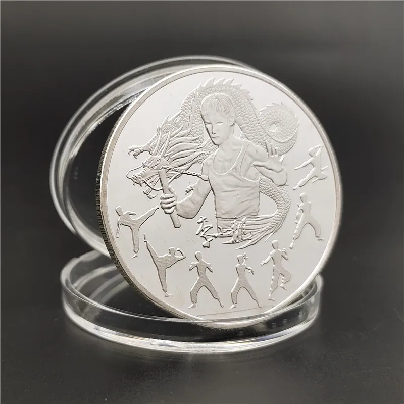 Серебряная Памятная монета Брюса Ли китайская кунг фу памятная на 80 ю