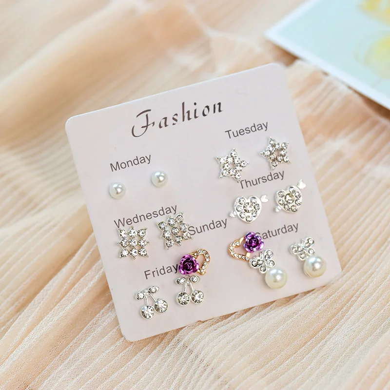 Серьги гвоздики для женщин в виде листа геометрической формы сердце фрукты